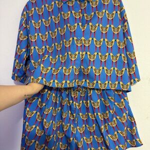 Stylish Blue and Gold Patterned Women's Set